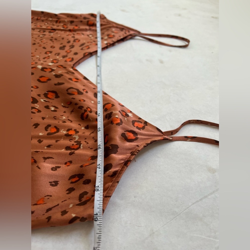 Scanlan Theodore Women Leopard Print Slip Midi Dress Orange Silk Sz 8 US Luxury - Picture 8 of 12